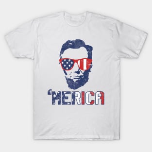 Abraham Lincoln Vintage Usa Flag 4th Of July Merica Premium T-Shirt